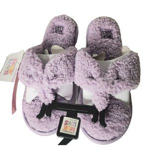 Muk Luks Lavender Purple Fuzzy Thong Spa Slippers size medium 7/8 New